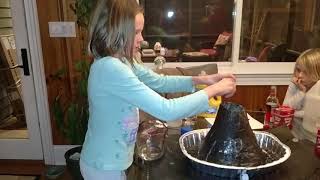 Volcano Experiment Step 5: Explosion time using a Malt Vinegar Slurry