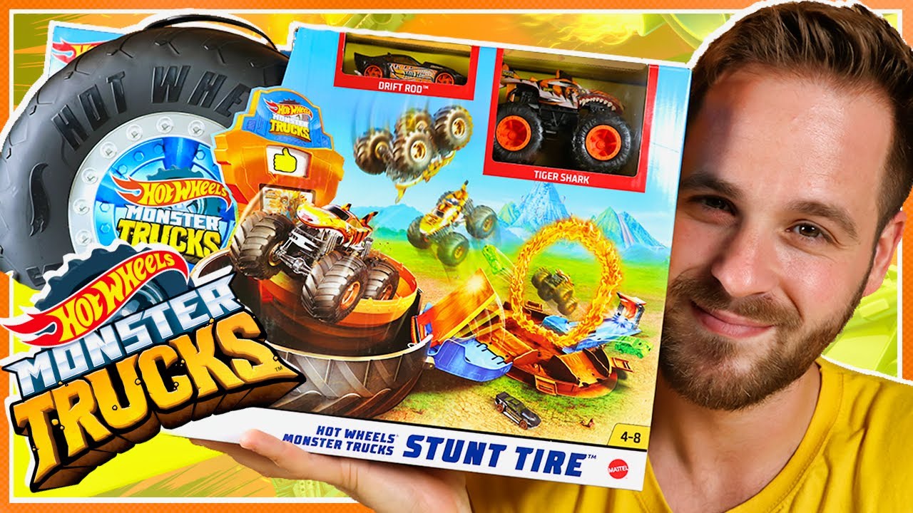 Hot Wheels Monster Trucks UNBOXING RUEDA DE ACROBACIAS STUNT TIRE en Pe  Toys - YouTube