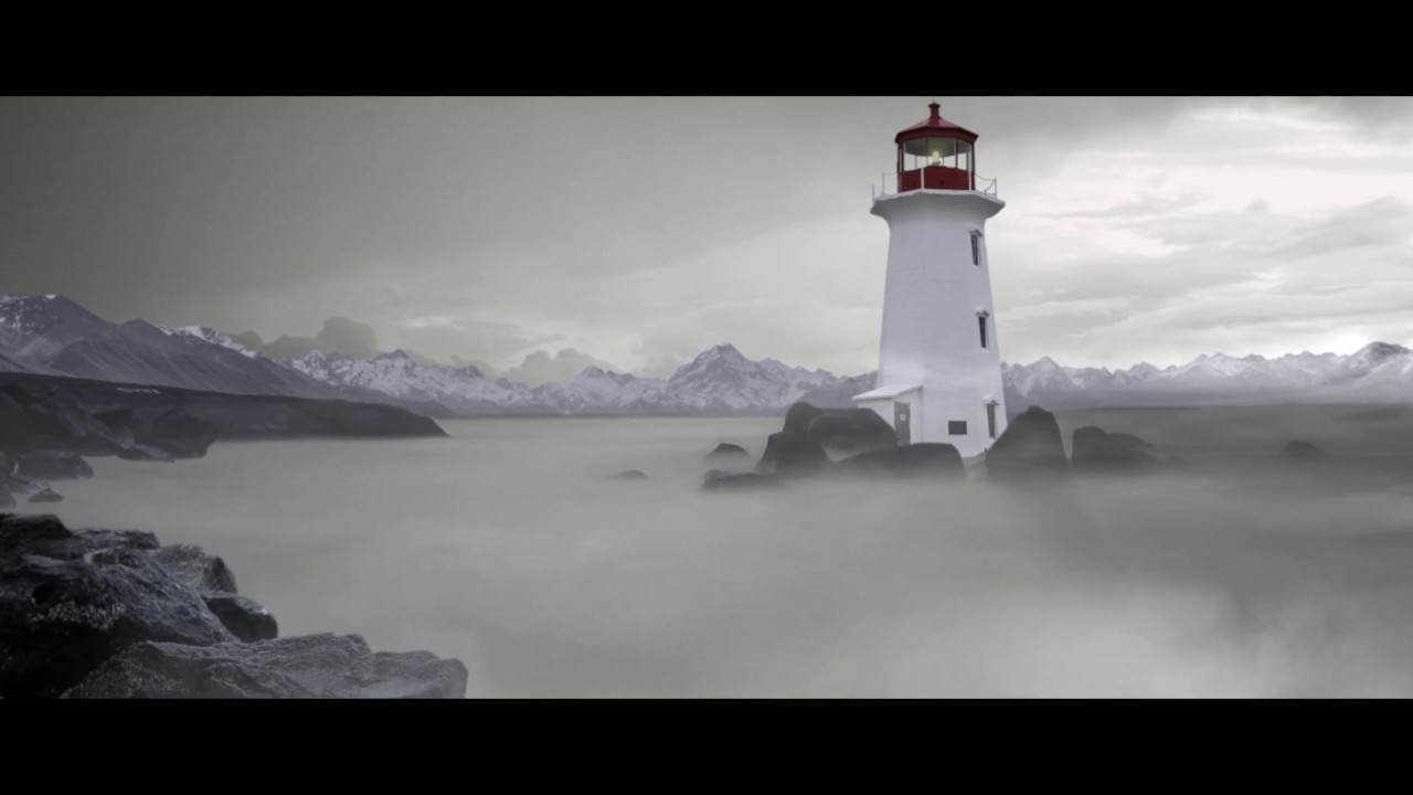 Matte painting: lighthouse in the fog