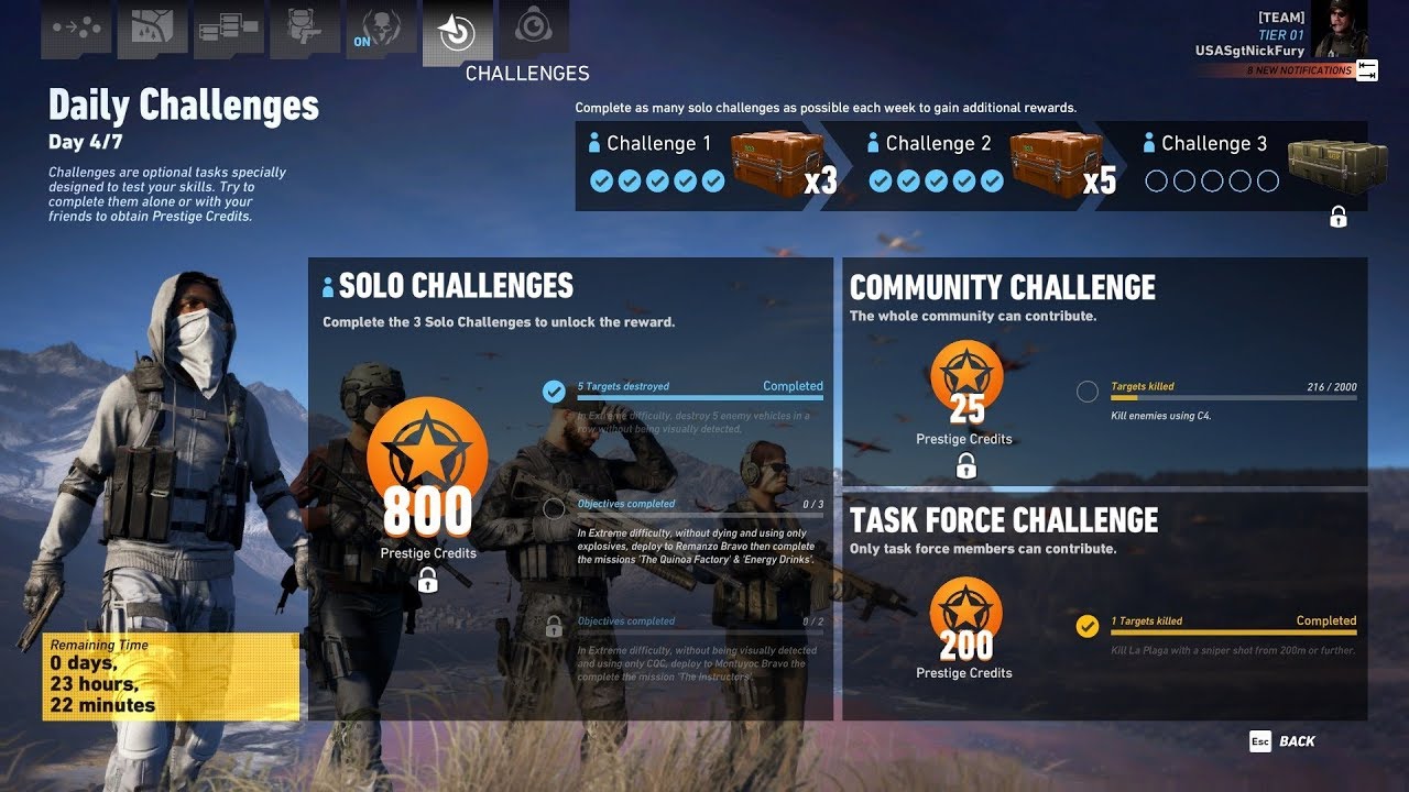 Ghost Recon Wildlands Daily Challenges Week 22 Day 4 Task Force Challenge Kill La Plaga 200 Meters