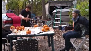 William Destroys A Pumpkin With An Axe