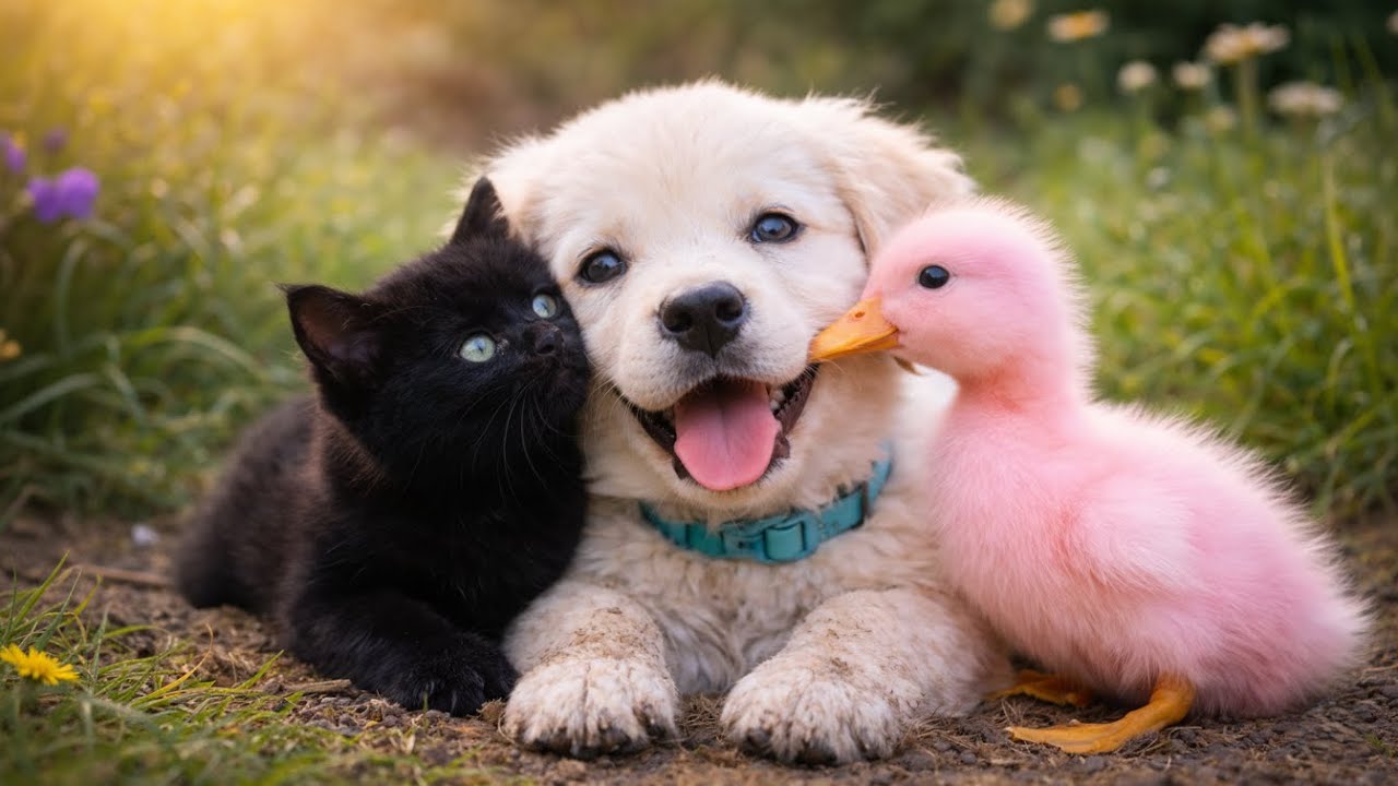 Nobody Helped This Puppy — Until a Tiny Kitten and a Little Duck Stepped In