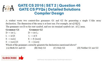 GATE CS 2016 | Set 2 - Question 46 | GATE CS Solutions | GATE CS PYQs | Compiler Design