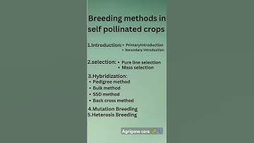 Breeding methods in Self pollinated crops 🌱#agricultureyoutube