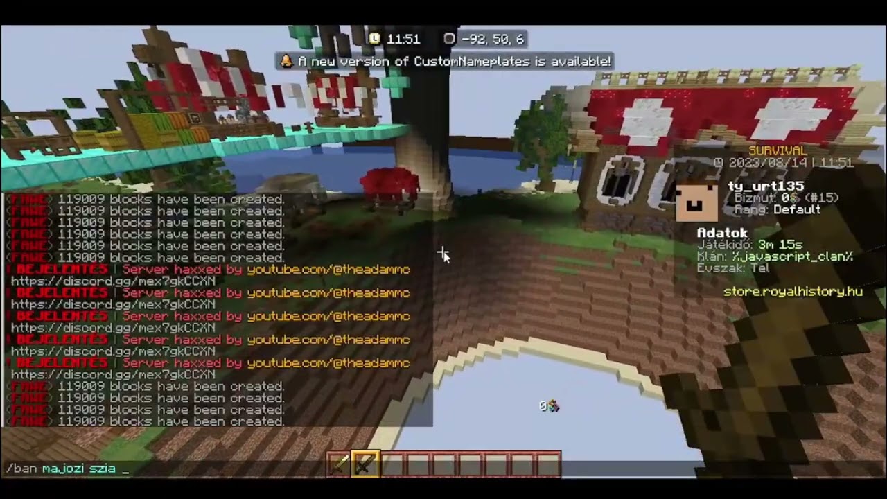 Server Griefed play.royalhistory.hu I w/Amata I Velocity Momento