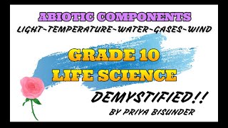 Grade 10- ABIOTIC COMPONENTS: LIGHT~TEMPERATURE~WATER~GASES~WIND