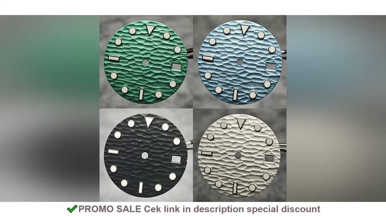 28.5mm Watch Dial Sea Wave Pattern Surface Green Luminous with Date Faces Watch Replace Accessories