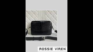 Men's Genuine Crocodile Leather Cross body Messenger Clutch Bag Black