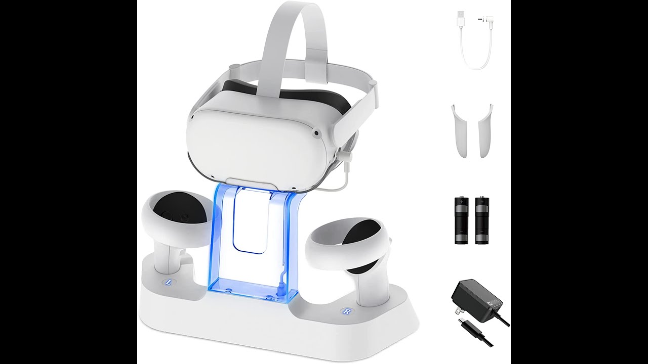 NexiGo Enhanced Charging Dock  LED Light for Oculus Quest 2 Headset Display Stand Controller Mount