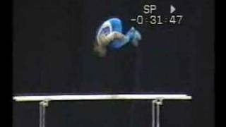 parallel bar.double salto bwd tucked