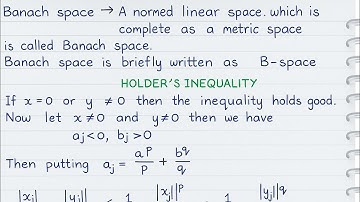 Functional Analysis| Normed Linear Space| Holder