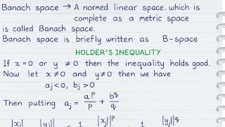 Functional Analysis| Normed Linear Space| Holder's Inequality| MJPRU