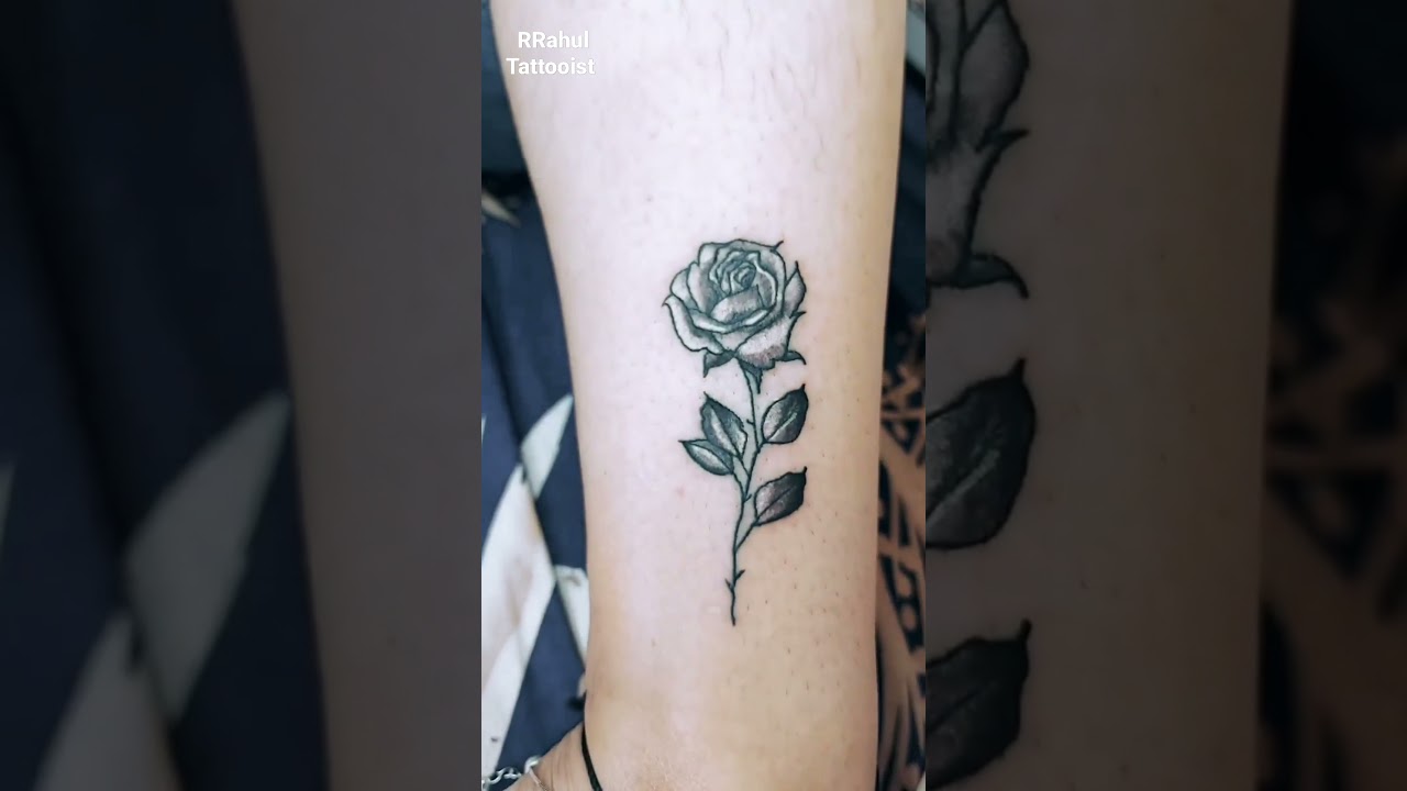 leg rose tattoo for girls