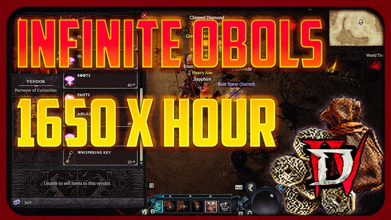 INFINITE OBOLS FARM! 1650 OBOLS PER HOUR - Diablo 4