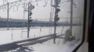 青森車両センター横を通過　はまなす客車・211系・651系・485系・E751系などが留置中