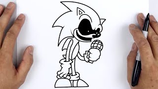 HOW TO DRAW SONIC EXE | Friday Night Funkin (FNF) - Easy Step By Step Tutorial For Beginners