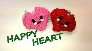 3-D Happy Heart Tutorial by feelinspiffy (Rainbow Loom)
