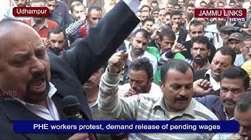 PHE workers protest in Udhampur, demand release of pending wages