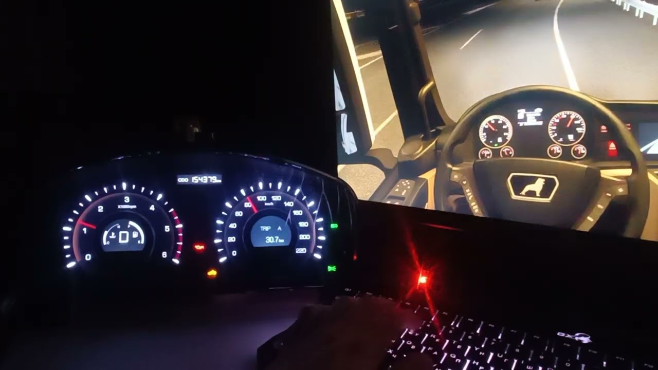 Приборная панель Ssangyong Korando в игре ETS2 через Simhub, управление по Can шине