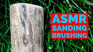 ASMR  Video #12  This will help you get to sleep. Sanding and sweeping branch with wood worm lines