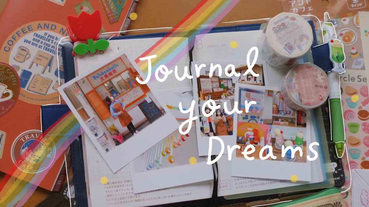 Relaxing Journal With Me | Stationery Cafe Theme ☕️ ✏️ 🍦 🍒 💙 | Hobonichi Techo | Rainbowholic