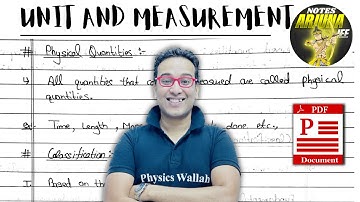 Units and Measurement Notes |Units and Measurements Class 11 Handwritten Notes Physics Wallah Arjuna