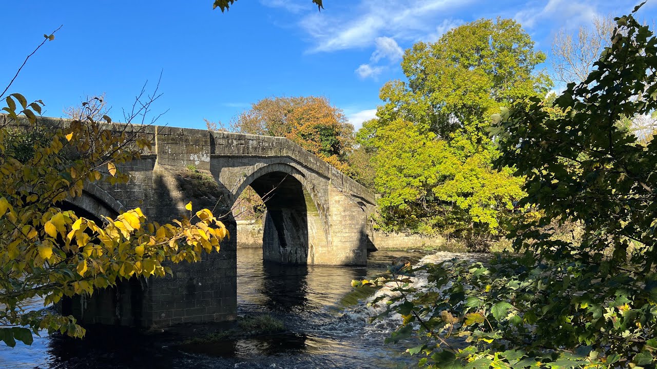 Autumn Early Morning Riverside Walk in Ilkley, West Yorkshire | Ilkley Old Bridge