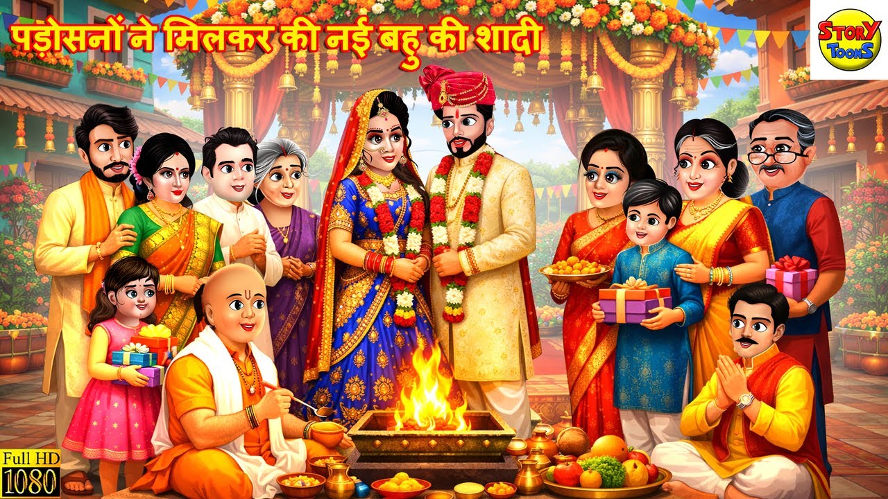 पड़ोसनों ने मिलकर की नई बहु की शादी | Hindi Kahani | Hindi Cartoon | Moral Stories | Kahaniya | Story