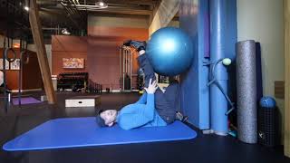 Swiss Ball on Wall Hamstring Stretch 1
