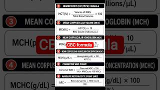 CBC formula in #cbc #pathology #hematology #biochemistry #laboratory #dmlt #bmlt #neet #medical