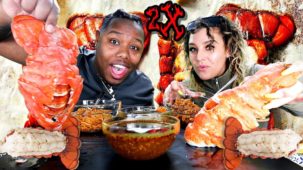 Огромные хвосты лобстера🦞 с двойной порцией острой лапши🍜