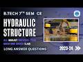 Hydraulic Structure | B.TECH | MAKAUT | CE | 7th Sem | LONG ANSWER QUESTION | 2023-24