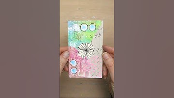 Daily art practice on index card using collage papers, stamp + fodder. #shorts #mixedmedia