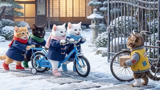 Tiny Kittens Buy a New Bike for Injured Delivery Cat 🐱🚲 Kindness Story 🐾❤️