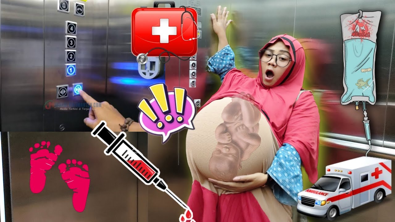 Kasihan 😭 Ibu Hamil Lucu Sakit Perut Melahirkan Sendirian di Dalam Lift