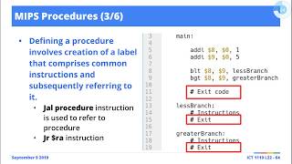 [Excerpts] MIPS Assembly Language: Implementing and Using Procedures