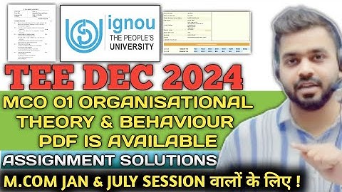 MCO 1 Solved Assignment 2024 in English | MCO 01 Solved Assignment 2024 PDF | MCO 1 MCOM IGNOU