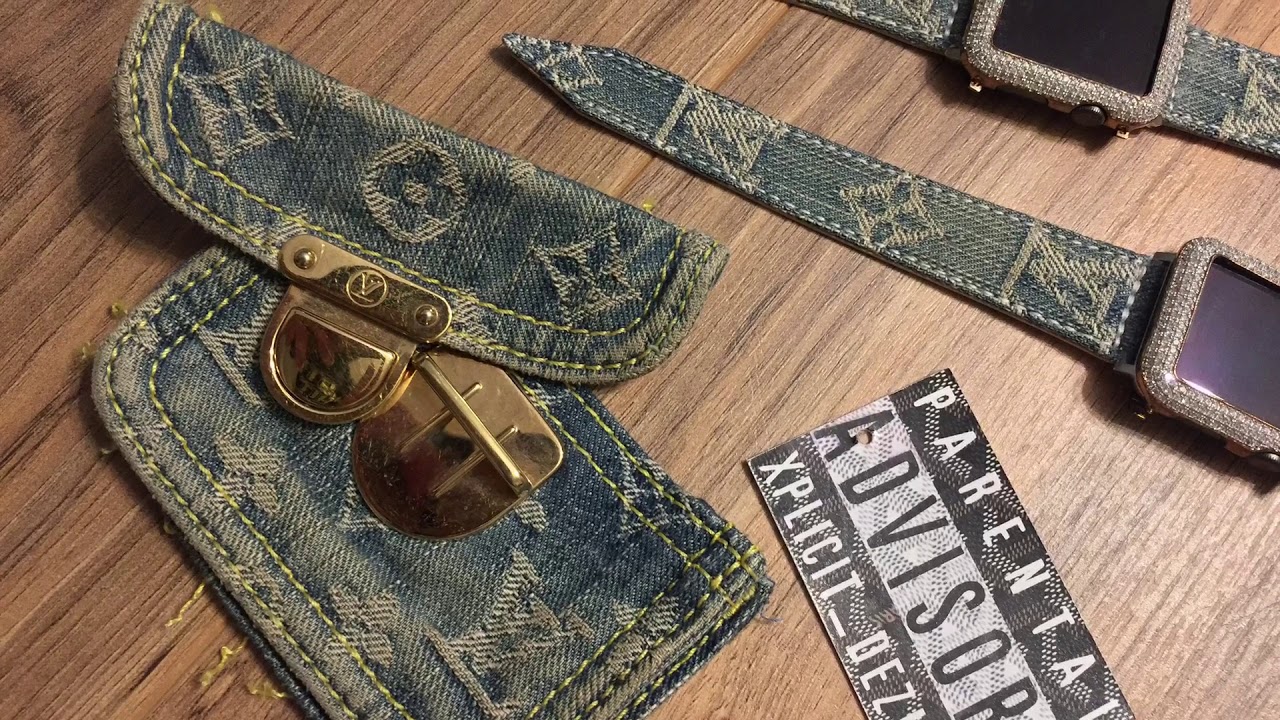 *Must Watch* Custom LV x SUP Apple Watch band and slides made from Authentic Louis Vuitton Denim ...