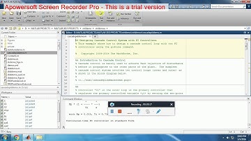 MATLAB DESIGNING CASCADE CONTROL SYSTEM WITH PI CONTROLLERS