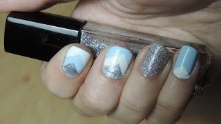 Blue chevron nails