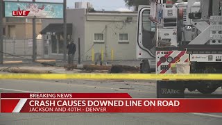 Vehicle crash causes downed power line