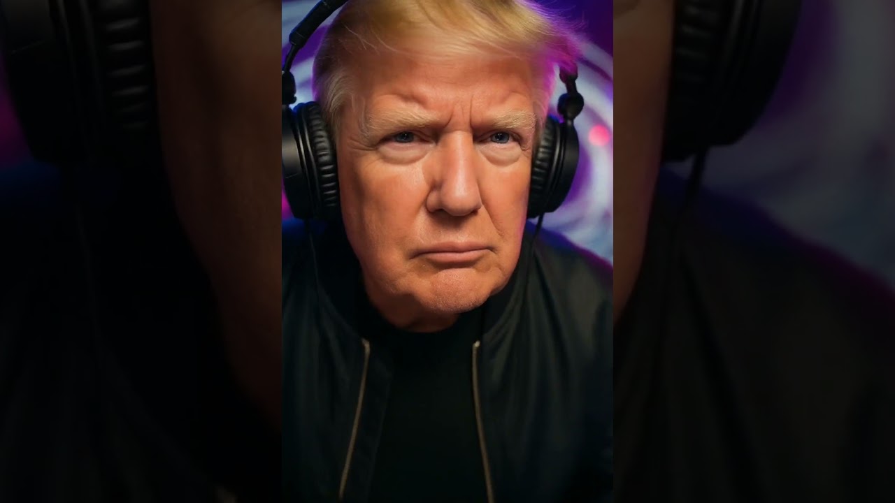 Президент США Дональд Трамп в клубе за диджейским пультом. доступ к нейросети в описании