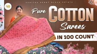 Pure Cotton Sarees in 100 Count | Soft & Lightweight Cotton Sarees | Jejis Vlogs screenshot 1