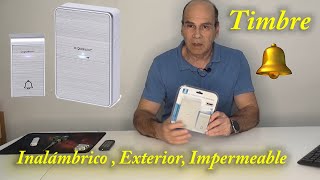 Timbre inalámbrico portátil, Timbre Inalámbrico Exterior Impermeable 