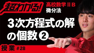 ３次方程式の実数解の個数❷極大値×極小値【高校数学】微分法＃２８