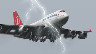 Turkish Airlines B747 Landing Into Frankfurt Airport During Storm | X-Plane 11