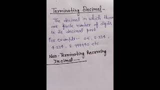 Definition of terminating and non terminating recurring decimal by ARADHANA TIWARI.