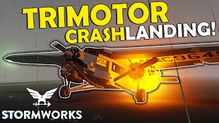 TRIMOTOR PLANE FOGGY Crash Landing! - Stormworks Gameplay screenshot 5