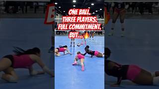 One ball. Three players. Full commitment. But…🔥 #volleyball #volley #libero #tsunami #14u #shorts