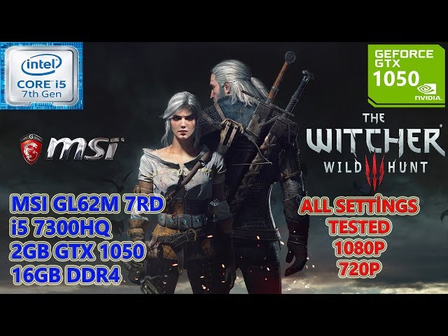 The Witcher 3 Wild Hunt i5 7300HQ GTX 1050 16GB RAM (All Settings